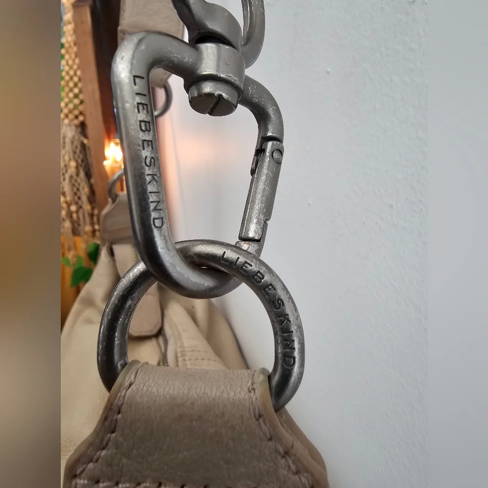 Liebeskind Cream Slouchy Beige Leather Hobo Bag With signature Hardware